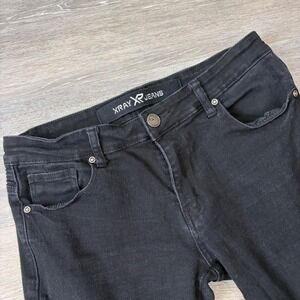 Xray Jeans Mens 32x30 Black Moto Biker Ribbed Slim Fit Denim Streetwear‎ Pants